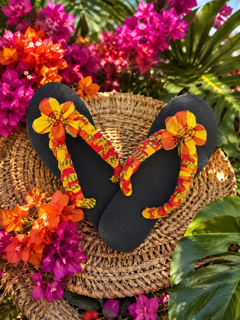 Tongs Madras faites main en Guadeloupe